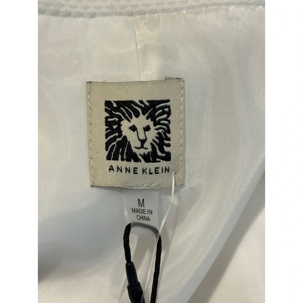 NWT, Anne Klein Women's Bright White Textured Open Front Shawl‎ Collar Blazer
